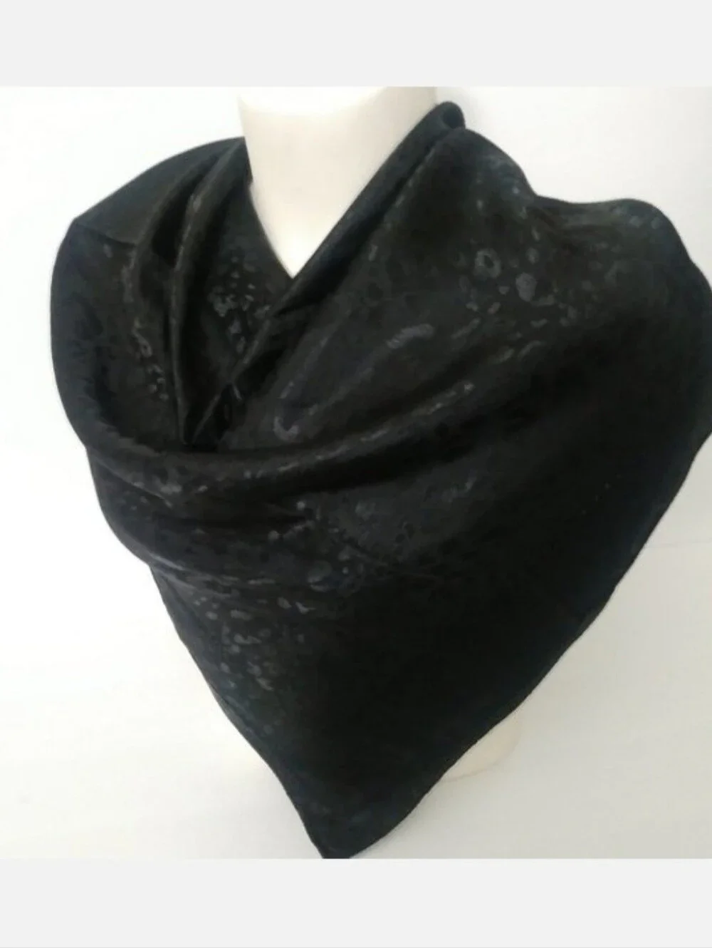 New Black Square Satin Scarf - Elegant Lightweight Animal Print